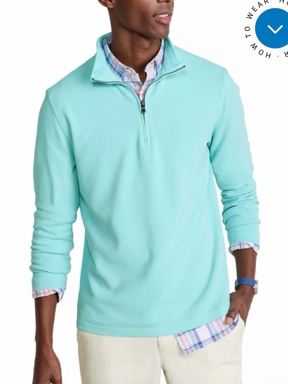 Vineyard Vines Men's Coastline Seasplash S Quarter-Zip Small